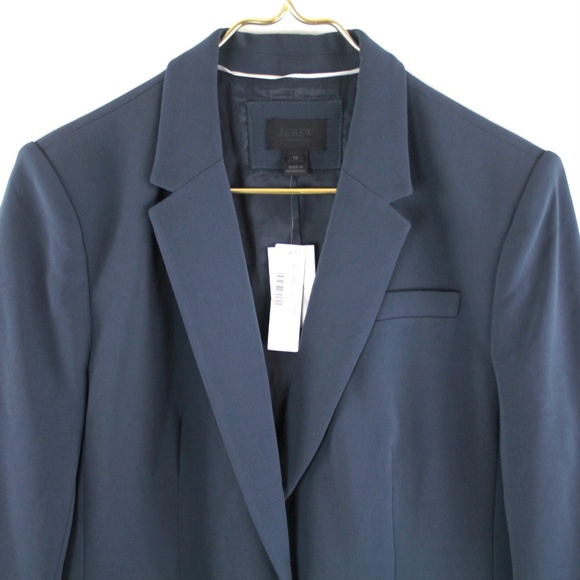 J. Crew Collection Single Breasted Steel Blue Triacetate Blazer Jacket 16 NWT - Picture 2 of 6